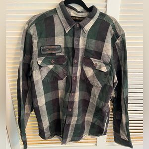 Authentic Harley Davidson men’s size large flannel with patchwork. Never worn!